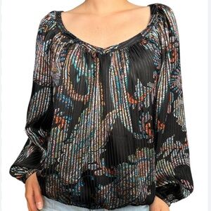 NWT MAEVE Madeira Long Sleeve V-Neck Elastic Hem Burnout Blouse Size Small